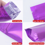 100 PCS/Set Matte Aluminum Foil Snack Stand-up Pouch, Size:8x12+3cm(Purple)