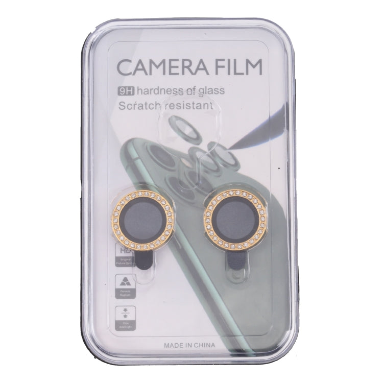 For iPhone 12 / 12 mini / 11 9H Point Drill Camera Lens Protector Circle(Gold)