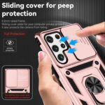 For Samsung Galaxy S22 Ultra 5G Sliding Camshield Holder Phone Case(Rose Gold)