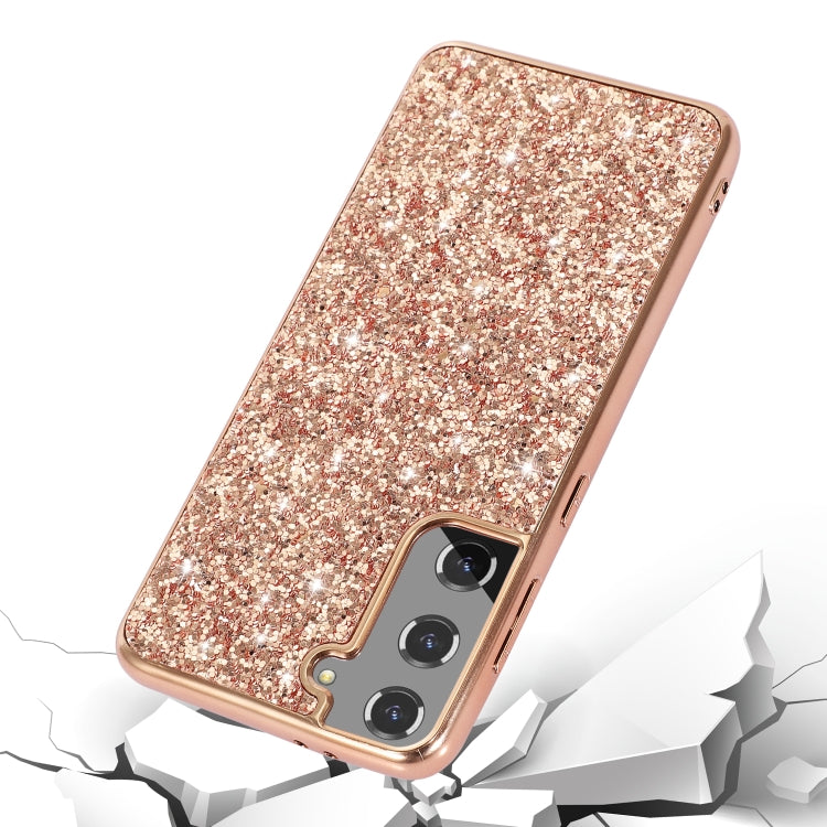 For Samsung Galaxy S22 Ultra 5G Glitter Powder Shockproof TPU Protective Phone Case(Rose Gold)