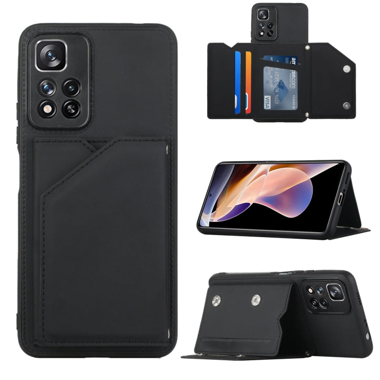 For Xiaomi Redmi Note 11 Pro Skin Feel PU + TPU + PC Phone Case with Card Slots(Black)