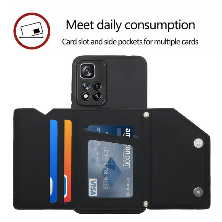 For Xiaomi Redmi Note 11 Pro Skin Feel PU + TPU + PC Phone Case with Card Slots(Black)