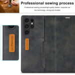 For Samsung Galaxy S22 Ultra 5G LC.IMEEKE LC-001 Series PU + TPU Color Matching Frosted Leather Phone Case(Black)