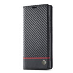 For Samsung Galaxy S22 Ultra 5G LC.IMEEKE Carbon Fiber Horizontal Flip Leather Phone Case(Horizontal Black)