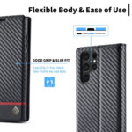 For Samsung Galaxy S22 Ultra 5G LC.IMEEKE Carbon Fiber Horizontal Flip Leather Phone Case(Horizontal Black)