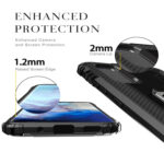 For Galaxy S20 Carbon Fiber Protective Case with 360 Degree Rotating Ring Holder(Black)