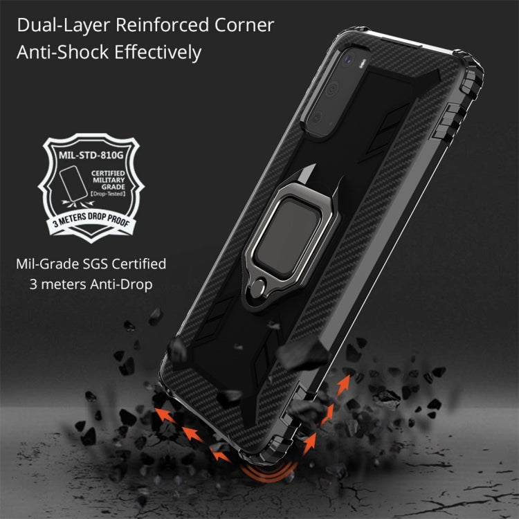 For Galaxy S20 Carbon Fiber Protective Case with 360 Degree Rotating Ring Holder(Black)