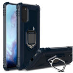 For Galaxy S20 Carbon Fiber Protective Case with 360 Degree Rotating Ring Holder(Blue)