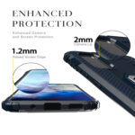 For Galaxy S20 Carbon Fiber Protective Case with 360 Degree Rotating Ring Holder(Blue)