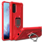 For Galaxy S20 Carbon Fiber Protective Case with 360 Degree Rotating Ring Holder(Red)