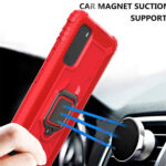 For Galaxy S20 Carbon Fiber Protective Case with 360 Degree Rotating Ring Holder(Red)