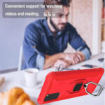 For Galaxy S20 Carbon Fiber Protective Case with 360 Degree Rotating Ring Holder(Red)