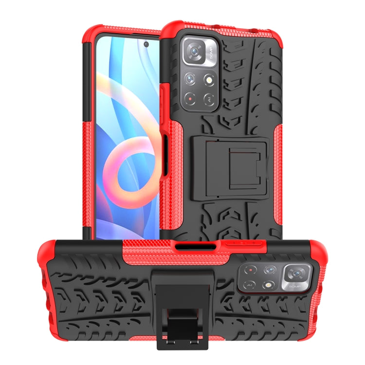 For Xiaomi Redmi Note 11 5G Tire Texture TPU + PC Phone Case(Red)