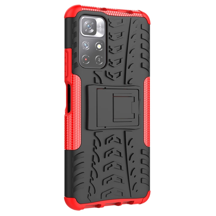 For Xiaomi Redmi Note 11 5G Tire Texture TPU + PC Phone Case(Red)