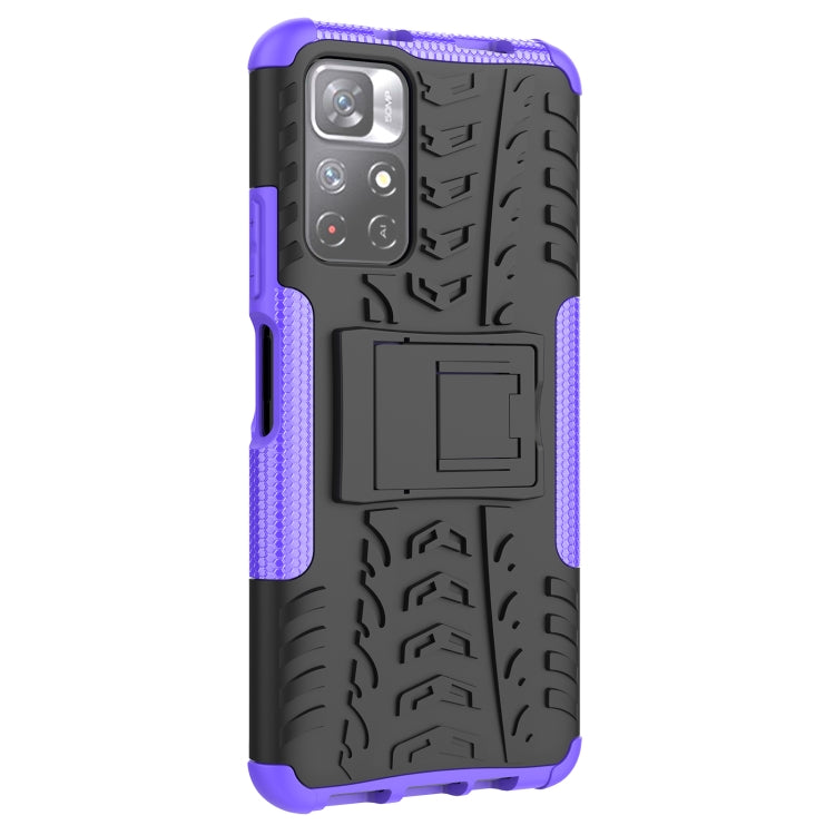 For Xiaomi Redmi Note 11 5G Tire Texture TPU + PC Phone Case(Purple)