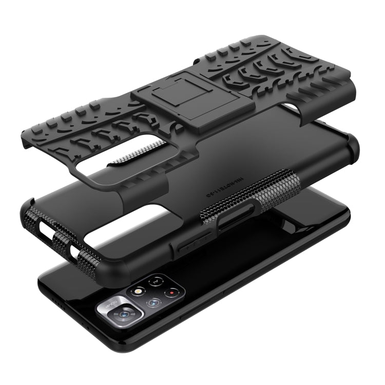 For Xiaomi Redmi Note 11 5G Tire Texture TPU + PC Phone Case(Black)