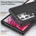 For Samsung Galaxy S22 Ultra 5G 3 in 1 Rugged Holder Phone Case(Black)