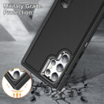 For Samsung Galaxy S22 Ultra 5G 3 in 1 Rugged Holder Phone Case(Black)