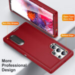 For Samsung Galaxy S22 Ultra 5G 3 in 1 Rugged Holder Phone Case(Red+Black)