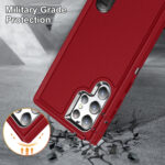 For Samsung Galaxy S22 Ultra 5G 3 in 1 Rugged Holder Phone Case(Red+Black)