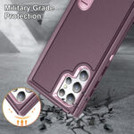 For Samsung Galaxy S22 Ultra 5G 3 in 1 Rugged Holder Phone Case(Purple+Pink)