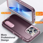 For iPhone 11 Pro 3 in 1 Rugged Holder Phone Case (Purple + Pink)