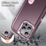 For iPhone 11 Pro Max 3 in 1 Rugged Holder Phone Case (Purple + Pink)