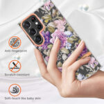 For Samsung Galaxy S22 Ultra Flowers and Plants Series IMD TPU Phone Case(Purple Peony)