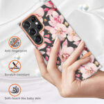 For Samsung Galaxy S22 Ultra Flowers and Plants Series IMD TPU Phone Case(Pink Gardenia)