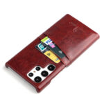 For Samsung Galaxy S22 Ultra 5G Fierre Shann Retro Oil Wax Texture PU Leather Phone Case with Card Slots(Brown)