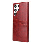 For Samsung Galaxy S22 Ultra 5G Fierre Shann Retro Oil Wax Texture PU Leather Phone Case with Card Slots(Brown)