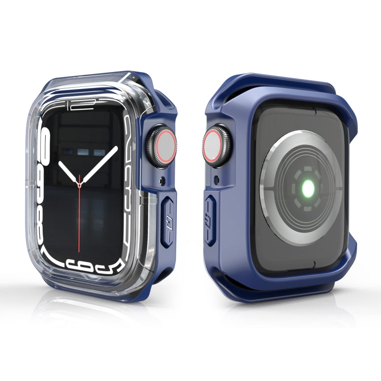 Transparent Two-color Armor Case For Apple Watch Series 8 / 7 41mm(Blue)