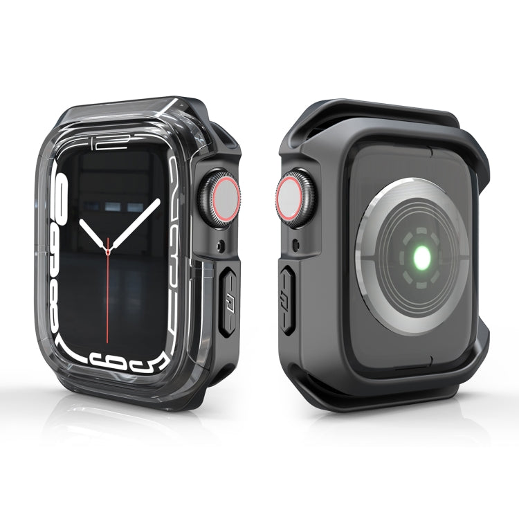 Transparent Two-color Armor Case For Apple Watch Series 8 / 7 41mm(Transparent Black)