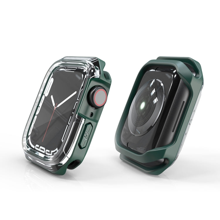 Transparent Two-color Armor Case For Apple Watch Series 6 & SE & 5 & 4 44mm(Green)