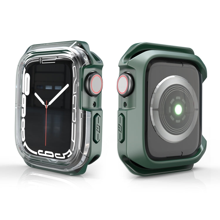 Transparent Two-color Armor Case For Apple Watch Series 6 & SE & 5 & 4 40mm(Green)