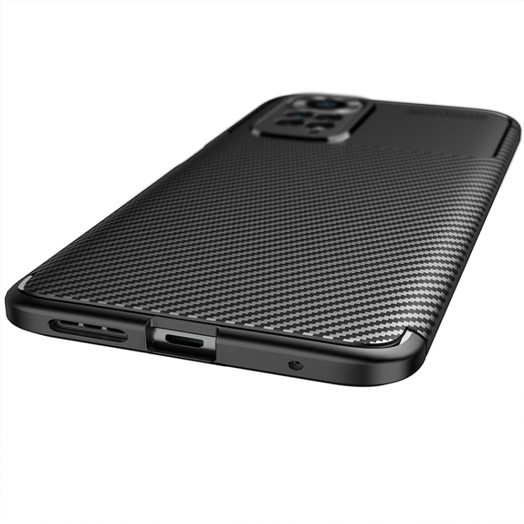 For Xiaomi Redmi Note 11 Overseas Version Carbon Fiber Texture Shockproof TPU Phone Case(Black)