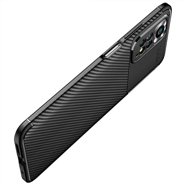 For Xiaomi Redmi Note 11 Overseas Version Carbon Fiber Texture Shockproof TPU Phone Case(Blue)