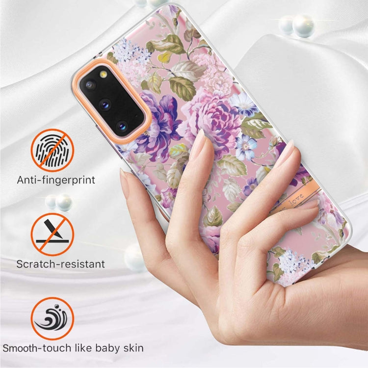 For Samsung Galaxy S20 Flowers and Plants Series IMD TPU Phone Case(Purple Peony)