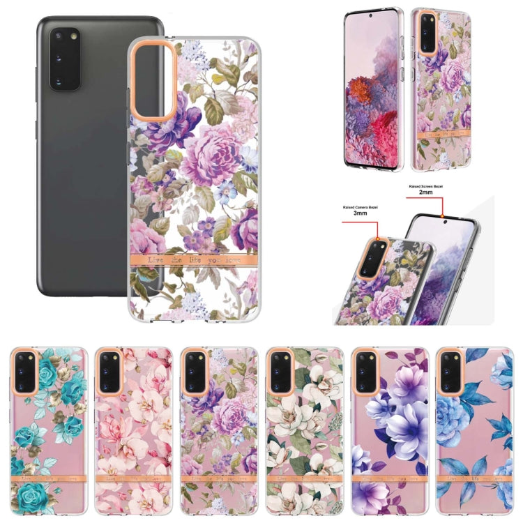 For Samsung Galaxy S20 Flowers and Plants Series IMD TPU Phone Case(Purple Peony)