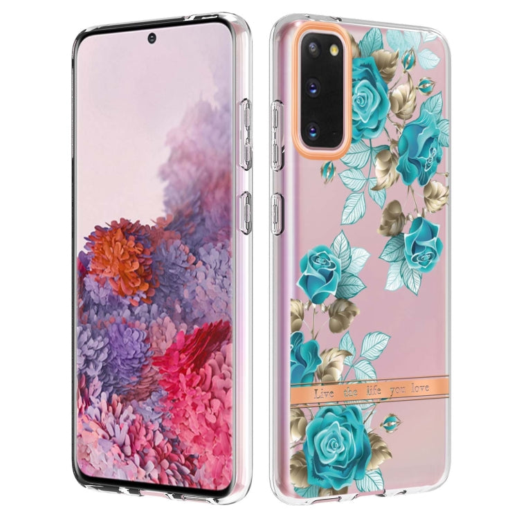 For Samsung Galaxy S20 Flowers and Plants Series IMD TPU Phone Case(Blue Rose)