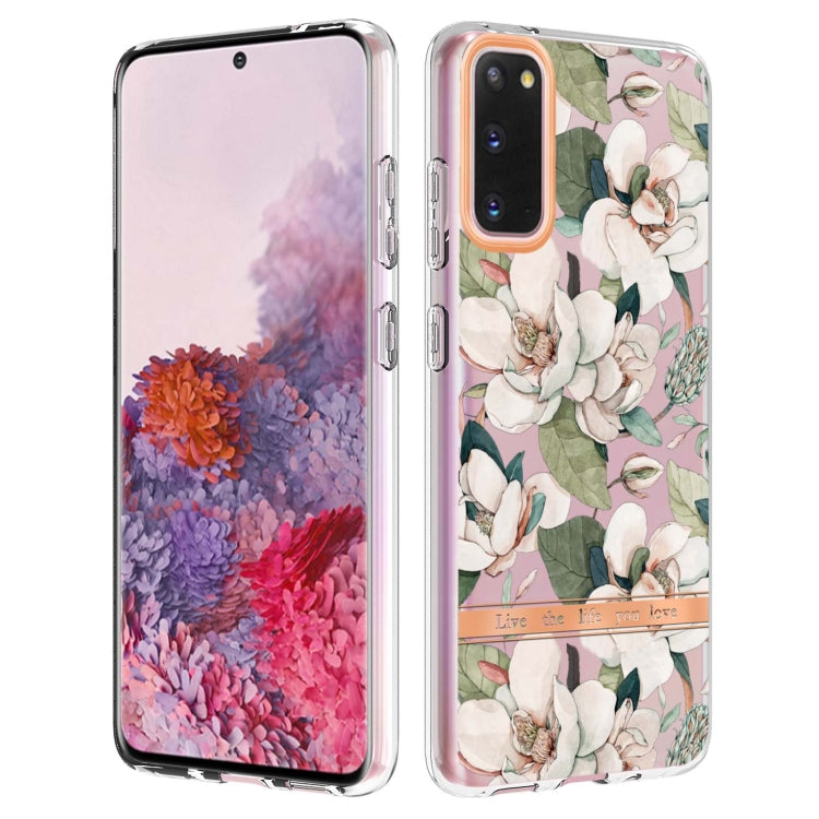 For Samsung Galaxy S20 Flowers and Plants Series IMD TPU Phone Case(Green Gardenia)