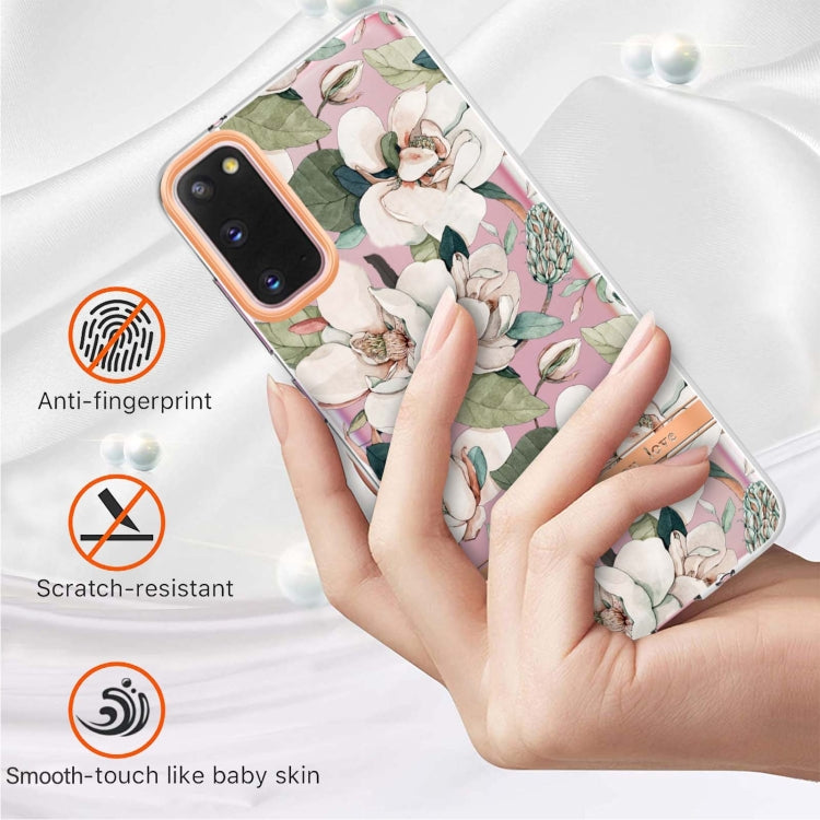 For Samsung Galaxy S20 Flowers and Plants Series IMD TPU Phone Case(Green Gardenia)