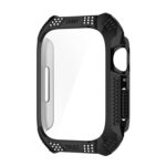 Rhombus Belt Drill + Tempered Film Integrated Case For Apple Watch Series 8 / 7 41mm(Black)