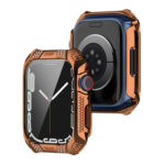 Rhombus Belt Drill + Tempered Film Integrated Case For Apple Watch Series 8 / 7 41mm(Rose Gold)