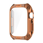 Rhombus Belt Drill + Tempered Film Integrated Case For Apple Watch Series 8 / 7 41mm(Rose Gold)