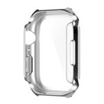 Rhombus Belt Drill + Tempered Film Integrated Case For Apple Watch Series 8 / 7 41mm(Silver)