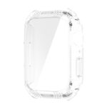 Rhombus Belt Drill + Tempered Film Integrated Case For Apple Watch Series 8 / 7 41mm(Transparent White)