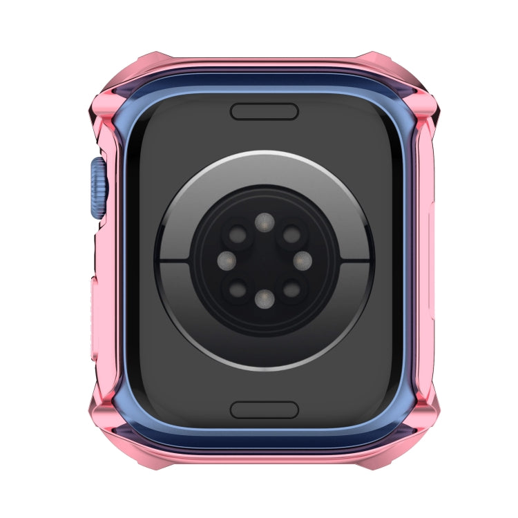 Rhombus Belt Drill + Tempered Film Integrated Case For Apple Watch Series 8 / 7 45mm(Pink)