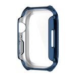 Rhombus Belt Drill + Tempered Film Integrated Case For Apple Watch Series 8 / 7 45mm(Midnight Blue)