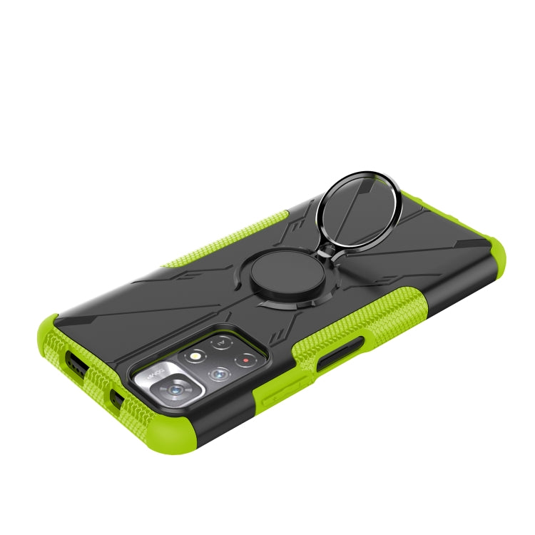 For Xiaomi Redmi Note 11 5G China Version Armor Bear Shockproof PC + TPU Phone Case with Ring Holder(Green)